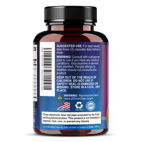 Bouteille de supplément Glucosamine Chondroïtine avec arrière-plan flou