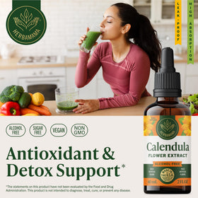 Bouteille de teinture de Calendula HERBAMAMA avec étiquette visible