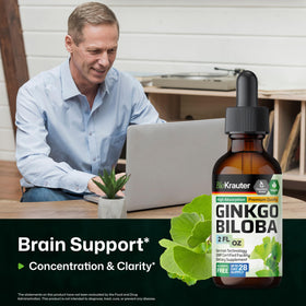 Bouteille de teinture de Ginkgo Biloba BIO KRAUTER avec étiquette visible