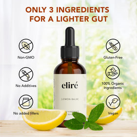 Bouteille de Teinture de Mélisse Bio Eliré avec des herbes fraîches