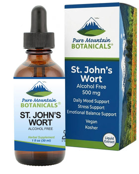 Bouteille de teinture de millepertuis Pure Mountain Botanicals 500mg vue avant