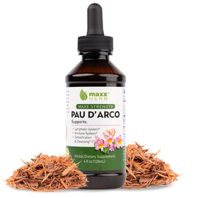 Bouteille de teinture de PAU D'Arco Maxx Herb 4 Oz vue de face