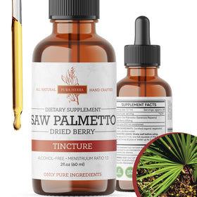 Bouteille de teinture de Saw Palmetto Pura Herba 60 ml vue de face