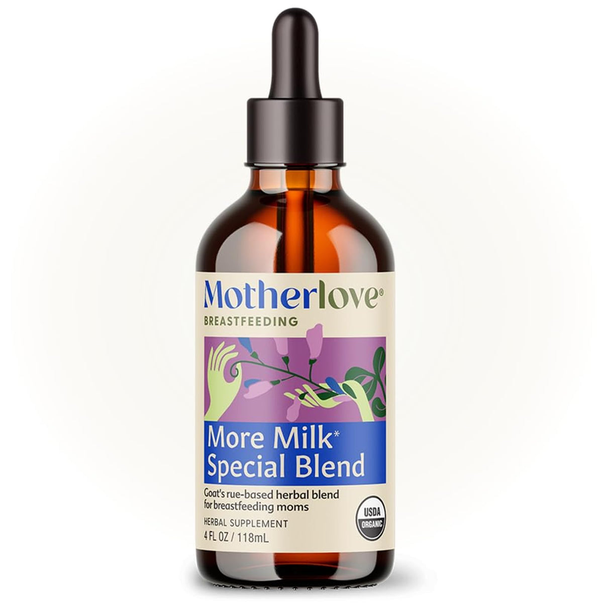 Bouteille de teinture More Milk de Motherlove 4 oz vue de face