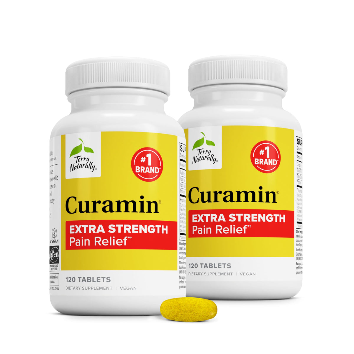 Bouteille de Terry Naturally Curamin Extra Strength 120 comprimés vue de face