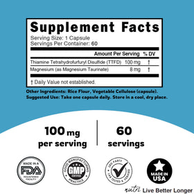 Bouteille de Thiamine B1 100mg Nature's Fusions ouverte