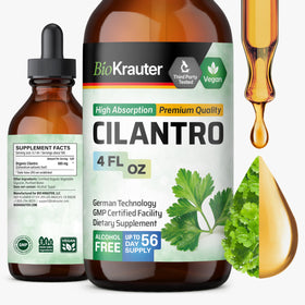 Bouteille de tincture de coriandre BIO KRAUTER 4 fl oz vue de face