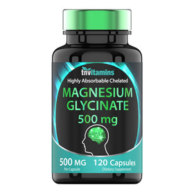 Bouteille de tnvitamins Magnésium Glycinate 500mg 120 capsules vue de face