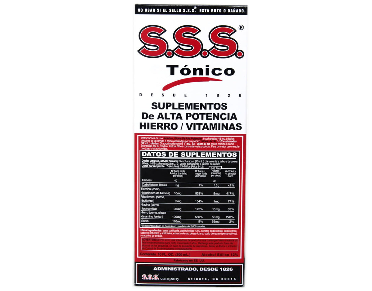 Bouteille de Tonic SSS 10 oz ouverte