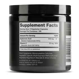 Bouteille de Toniiq Acide Hyaluronique 250mg vue de profil