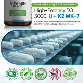 Bouteille de TRUEMED D3 K2 ouverte avec capsules visibles