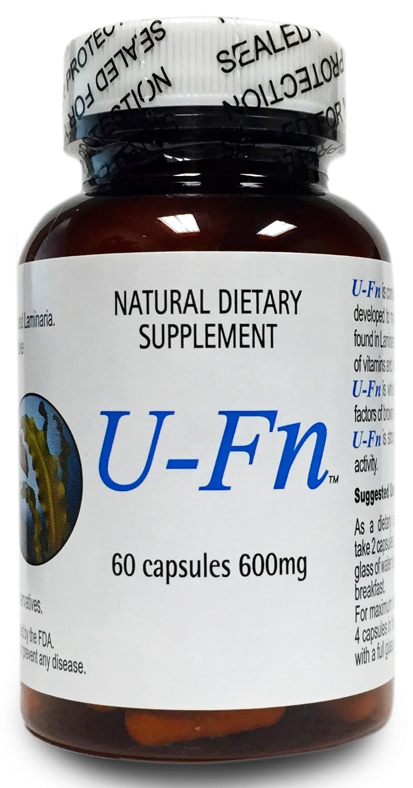 Bouteille de U-Fucoidan Extract 600 mg 60 capsules vue de face