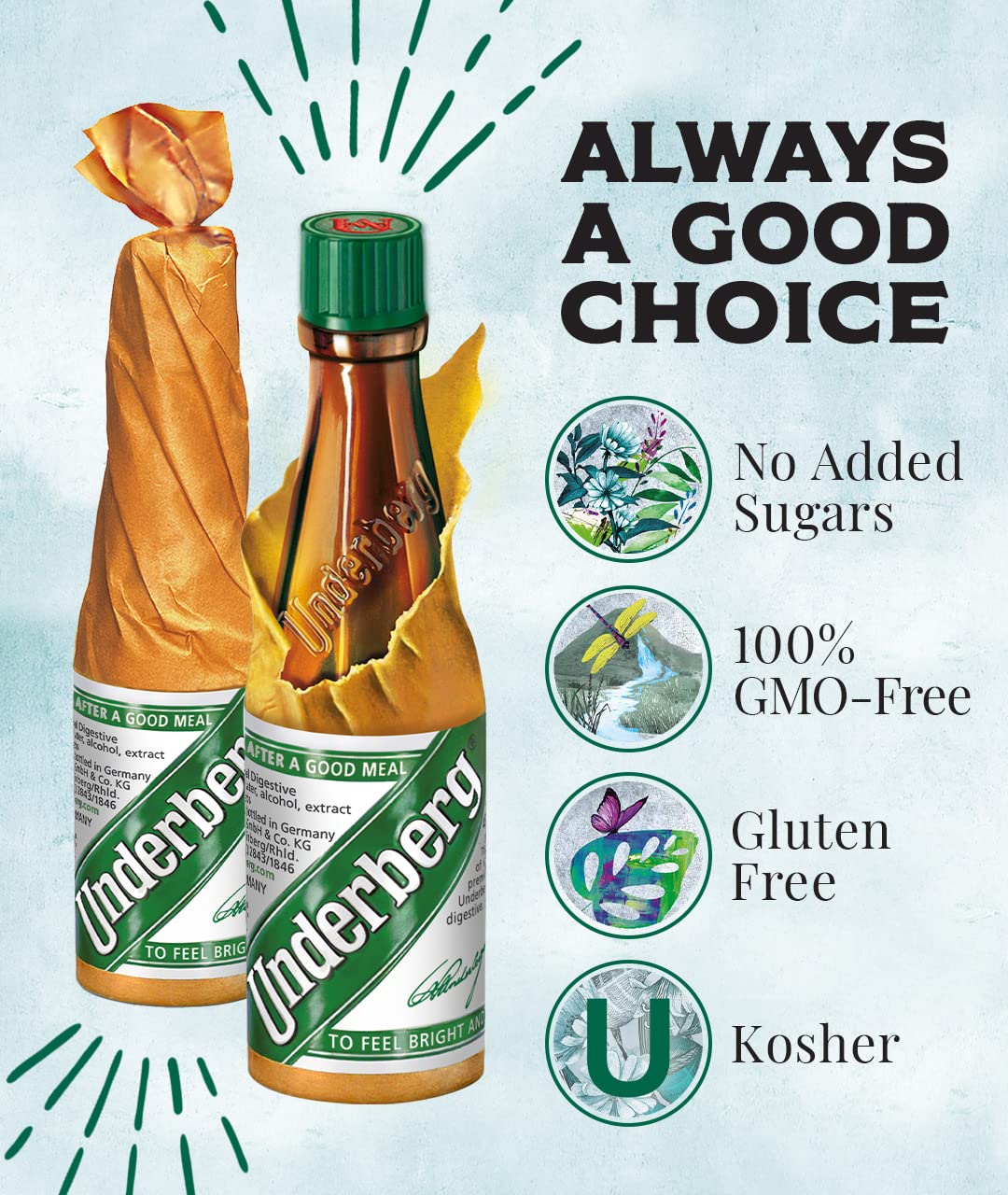 Bouteille de Underberg Bitters ouverte
