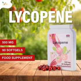 Bouteille de Ved Lycopène 500 mg avec étiquette clairement lisible