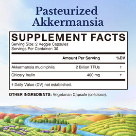 Bouteille de Vitalitown Akkermansia Probiotique GLP-1 avec étiquette visible