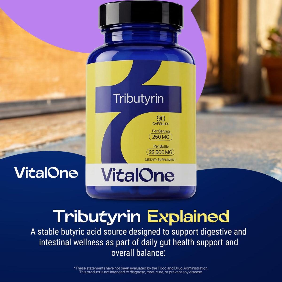 Bouteille de VitalOne Tributyrin 250 mg vue de côté