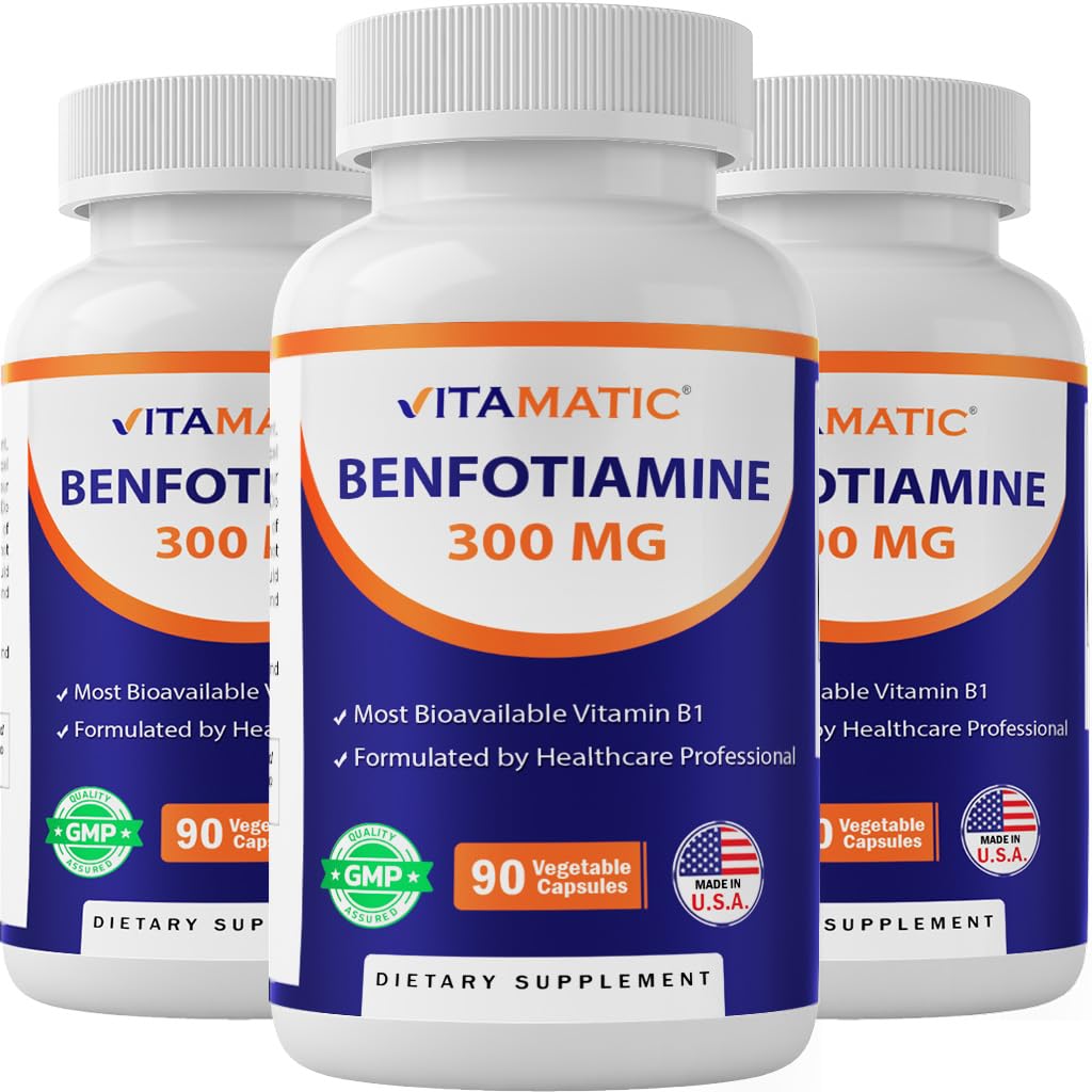 Bouteille de Vitamatic Benfotiamine 300 mg avec 270 capsules végétariennes