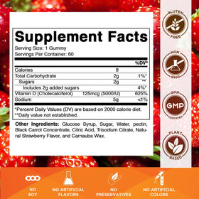 Bouteille de Vitamatic Gummies Vitamine D3 5000 IU 60 Gummies