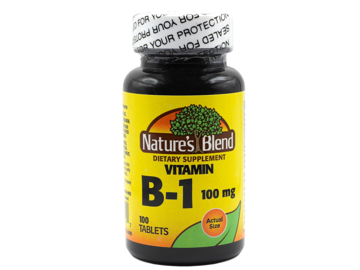 Bouteille de Vitamine B-1 Nature's Blend 100 mg avec 100 comprimés