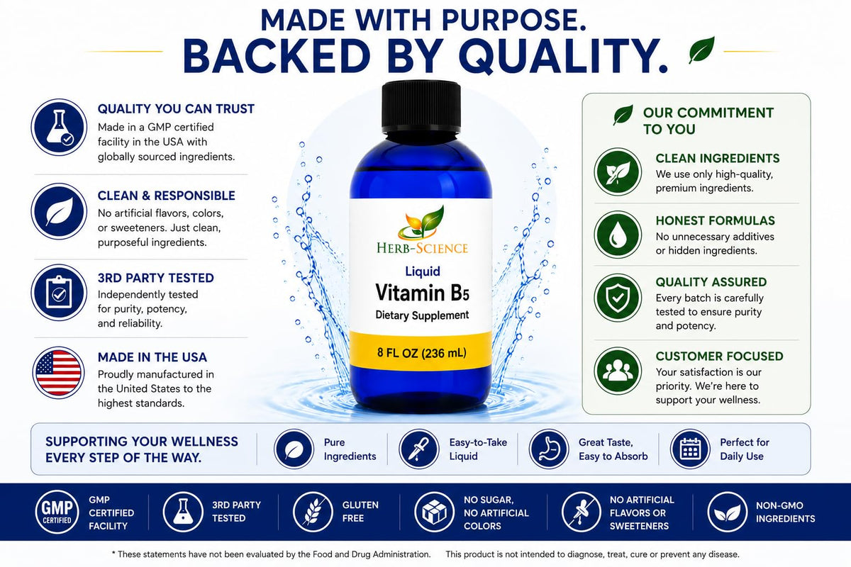 Bouteille de vitamine B5 Herb-Science dans un cadre de vie
