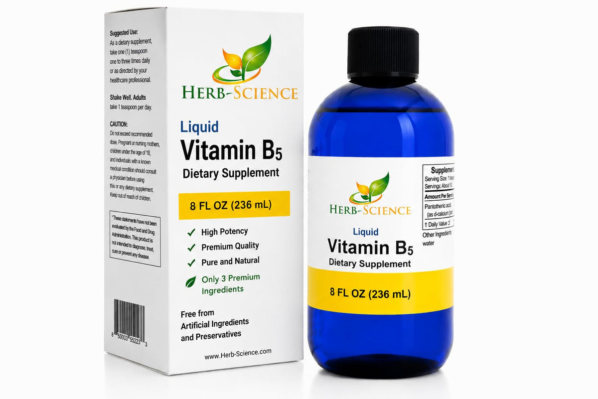 Bouteille de vitamine B5 liquide Herb-Science 240 ml vue avant