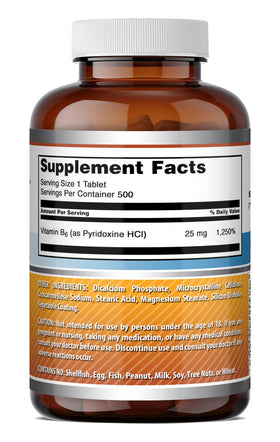 Bouteille de Vitamine B6 Amazing Nutrition avec étiquette claire