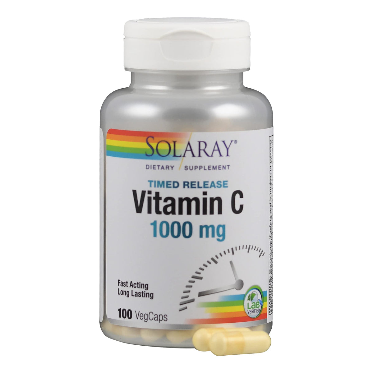 Bouteille de Vitamine C 1000 mg SOLARAY sur fond blanc