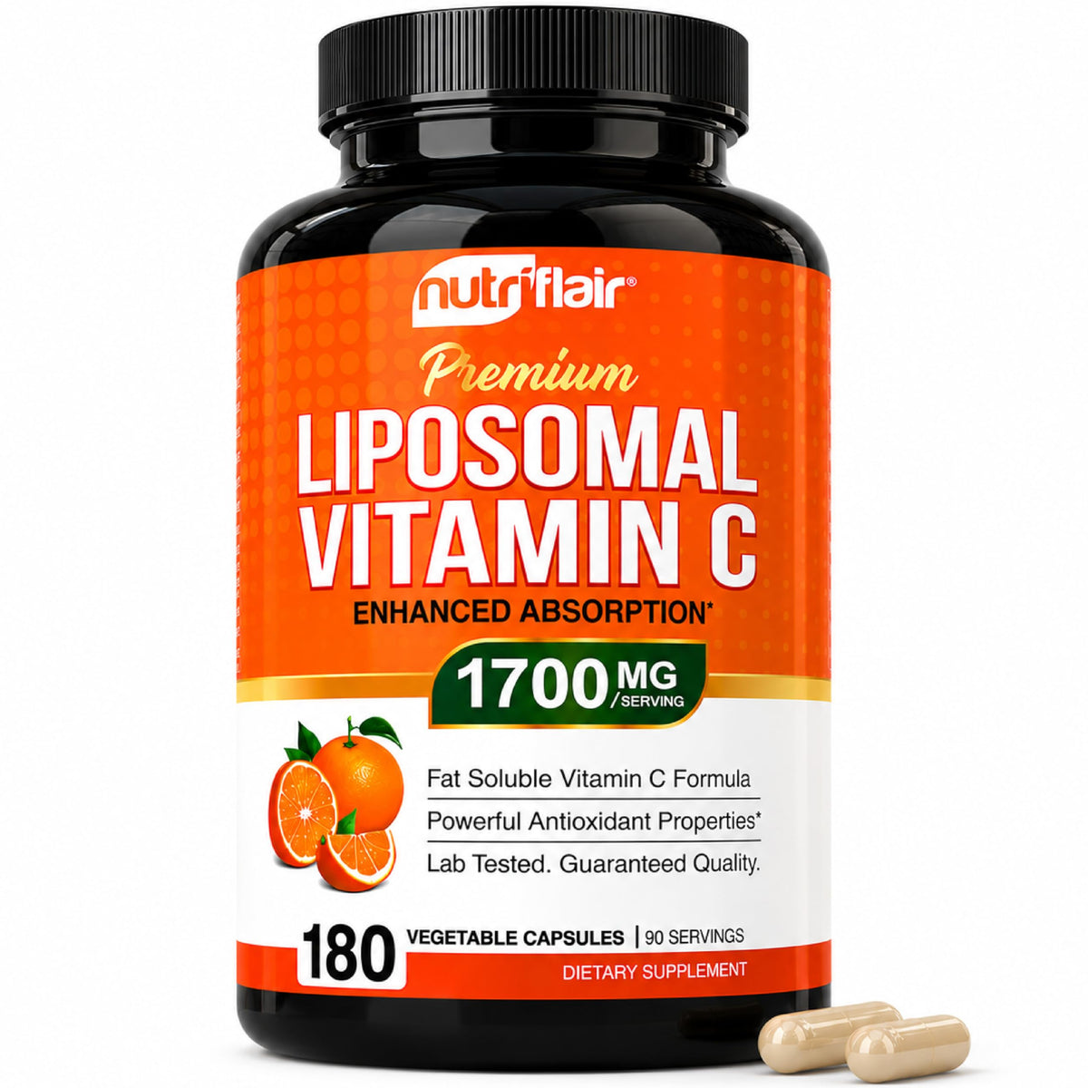 Bouteille de Vitamine C Liposomale NutriFlair 1700mg vue de face