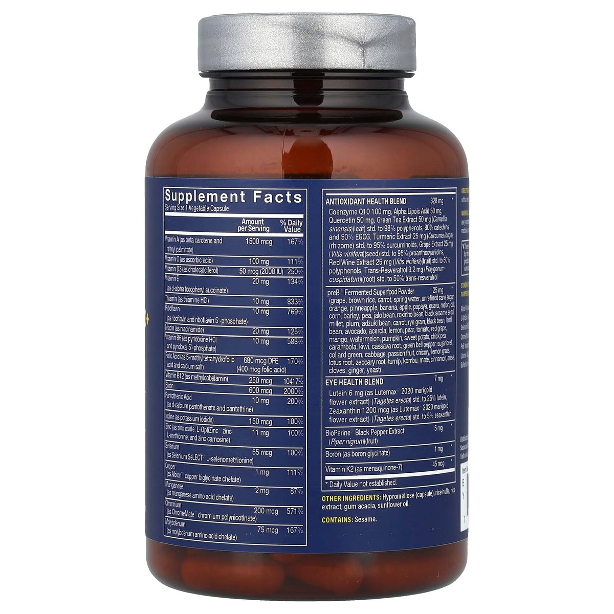 Bouteille de Vthrive Multivitamine BioActive Femme 50+ avec étiquette