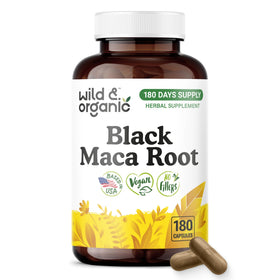 Bouteille de Wild & Organic capsules de maca noire 500 mg vue de face