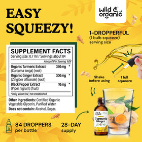 Bouteille de Wild & Organic Curcuma et Gingembre vue de côté