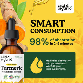 Bouteille de Wild & Organic Curcuma sur fond blanc