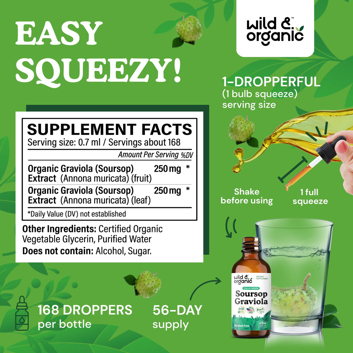 Bouteille de Wild & Organic Graviola Liquide avec gouttes