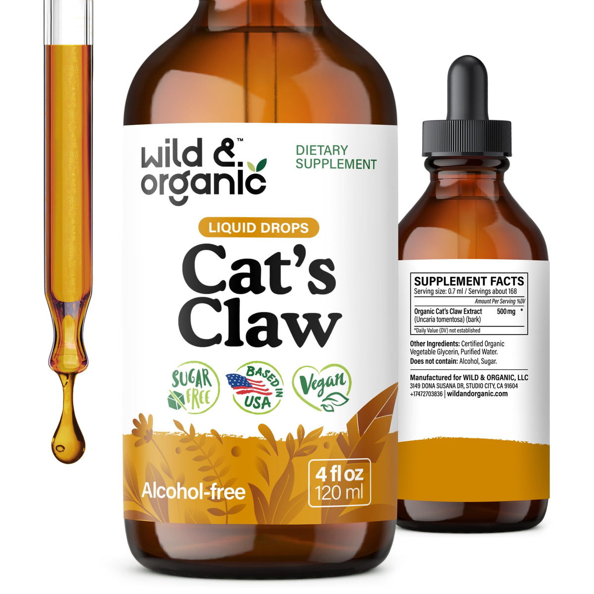 Bouteille de Wild & Organic Griffe de Chat 4 fl oz vue de face