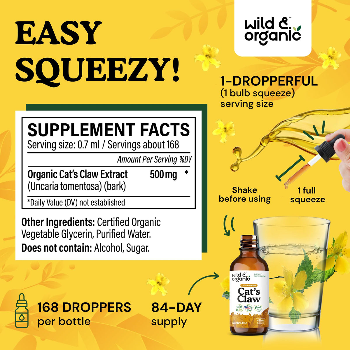 Bouteille de Wild & Organic Griffe de Chat avec le bouchon ouvert