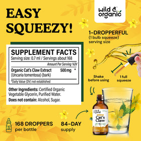 Bouteille de Wild & Organic Griffe de Chat avec le bouchon ouvert