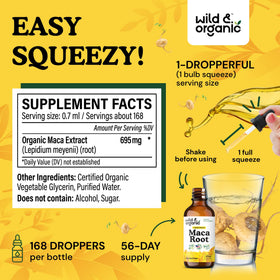 Bouteille de Wild & Organic Maca Root Liquide 4oz avec gouttes
