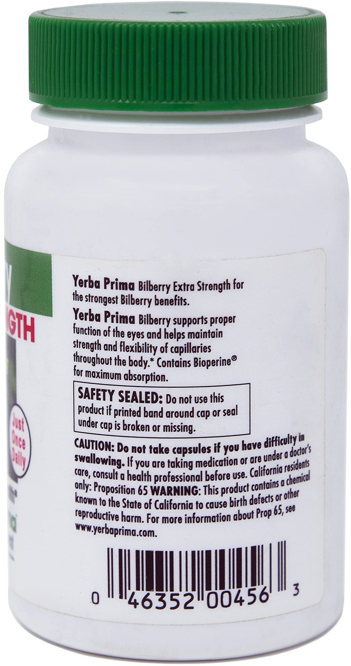 Bouteille de Yerba Prima Bilberry Extra Force avec capsules à l'intérieur