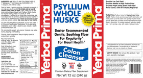 Bouteille de Yerba Prima Psyllium Husk ouverte avec le produit à l'intérieur