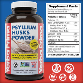Bouteille de Yerba Prima Psyllium Husk Powder avec étiquette
