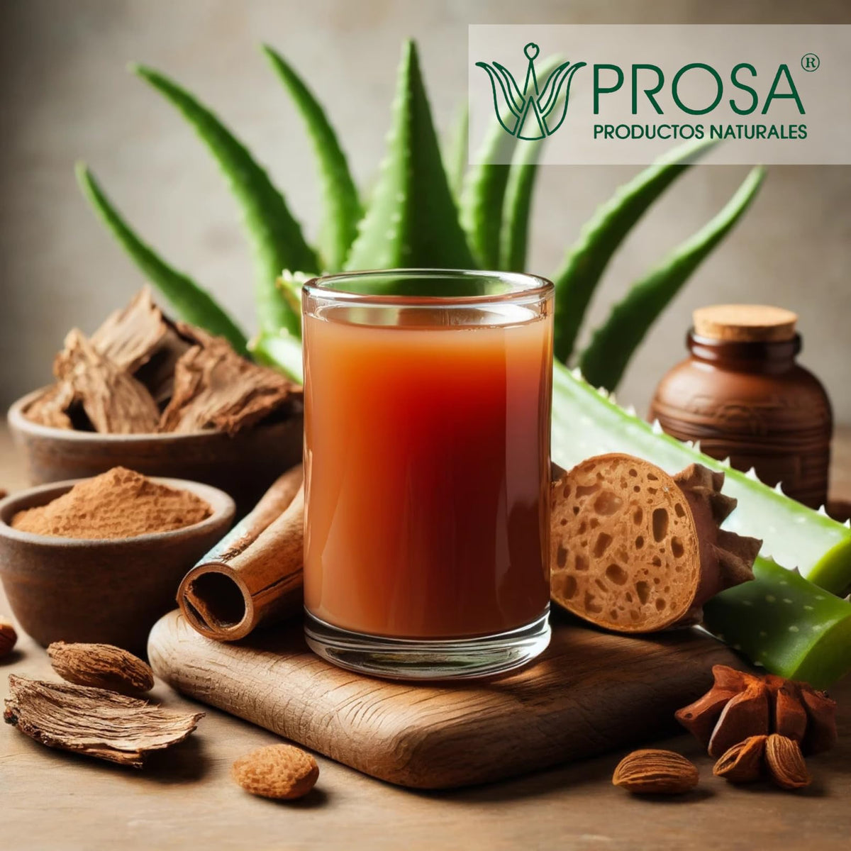 Bouteille de YERBERO PROSA Aloe Vera 1L avec un verre