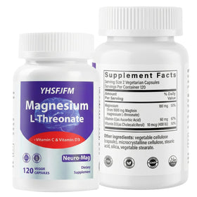 Bouteille de YHSFJFM Magnésium L-Thréonate 120 capsules vue de face
