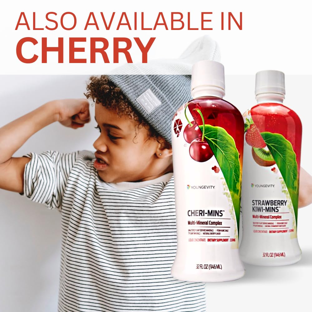 Bouteille de Youngevity Minéraux Trace Fraise Kiwi sur fond blanc