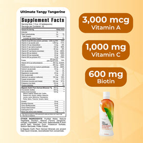 Bouteille de Youngevity Ultimate Tangy Tangerine avec verre et boisson