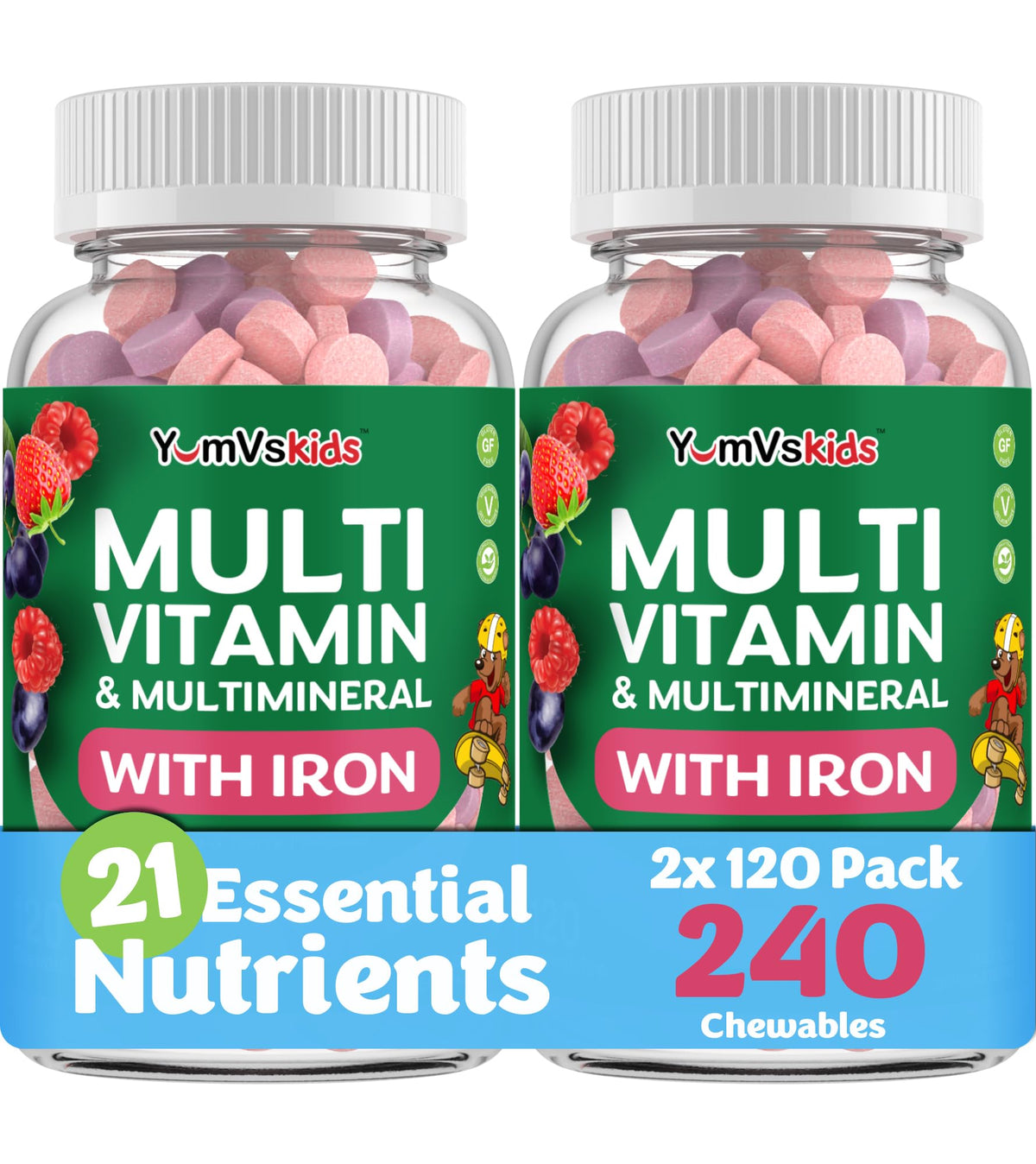 Bouteille de YUM-V'S Multivitamines pour Enfants 120 comprimés à mâcher