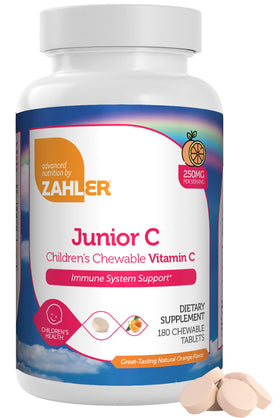 Bouteille de Zahler Junior C Vitamine C à Croquer 250 mg, 180 comprimés, vue de face