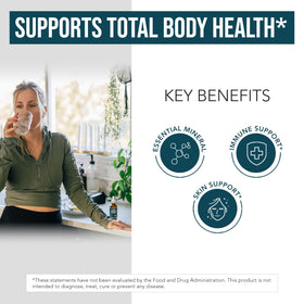 Bouteille de zinc liquide ionique Triquetra Health avec fond neutre