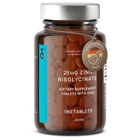 Bouteille de zinc vegan CLAV 25mg, 180 comprimés vue de face