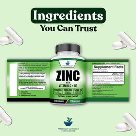Bouteille de Zinc, Vitamine C et D3 dans un environnement bien-être