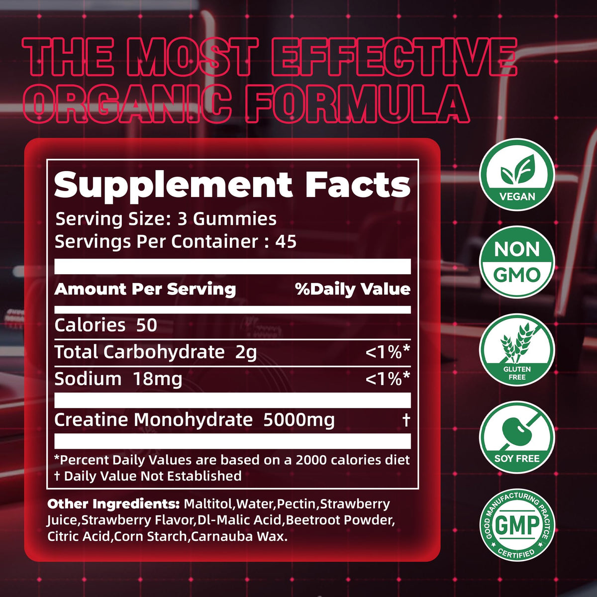 bouteille de zipvit Gummies de créatine avec étiquette